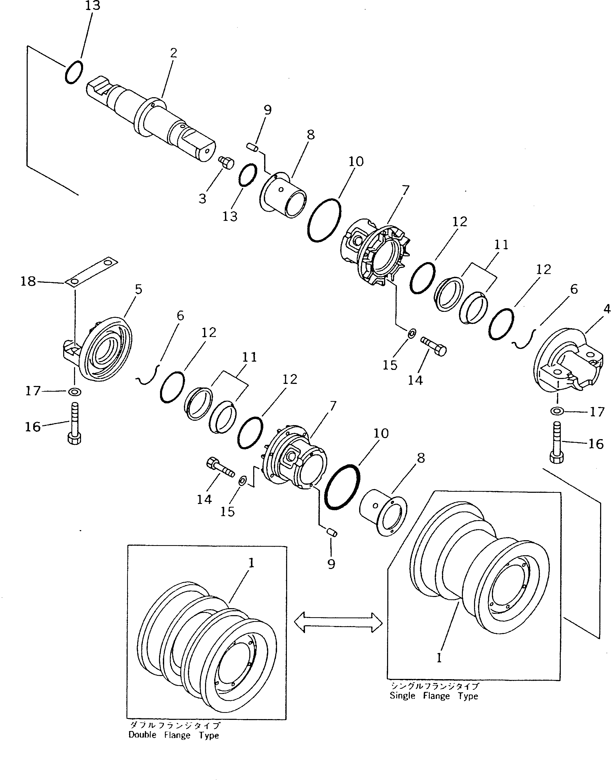 50. TRACK ROLLER [3201] - Komatsu part D135A-1 S/N 10001-UP [d135a-1c]