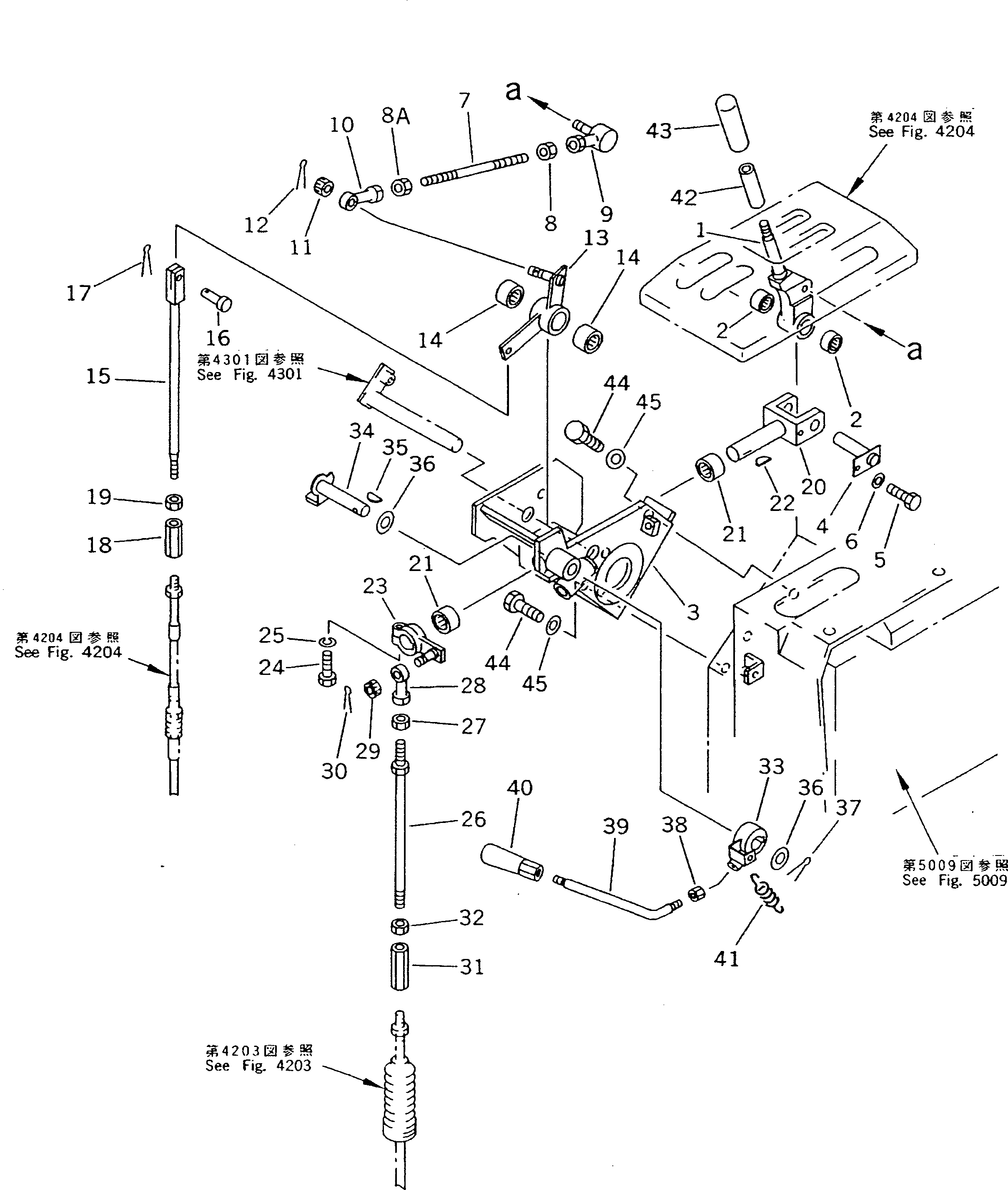 40. TRANSMISSION CONTROL LEVER [4201] - Komatsu part D135A-1 S/N 10001-UP [d135a-1c]