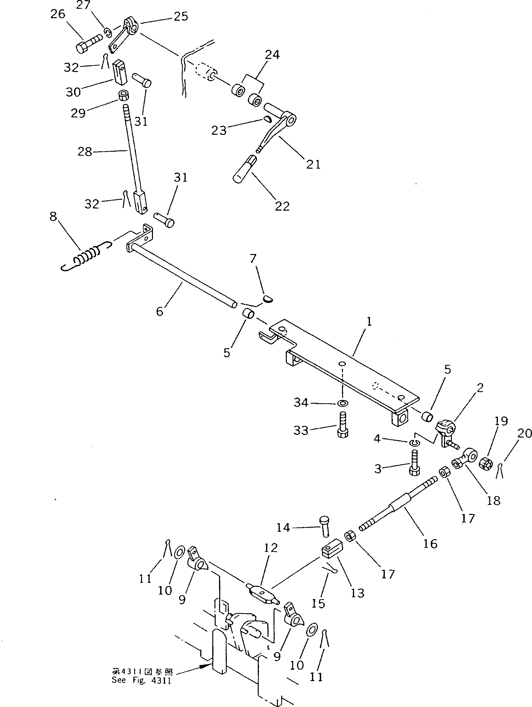 120. PARKING BRAKE LEVER [4331] - Komatsu part D135A-1 S/N 10001-UP [d135a-1c]
