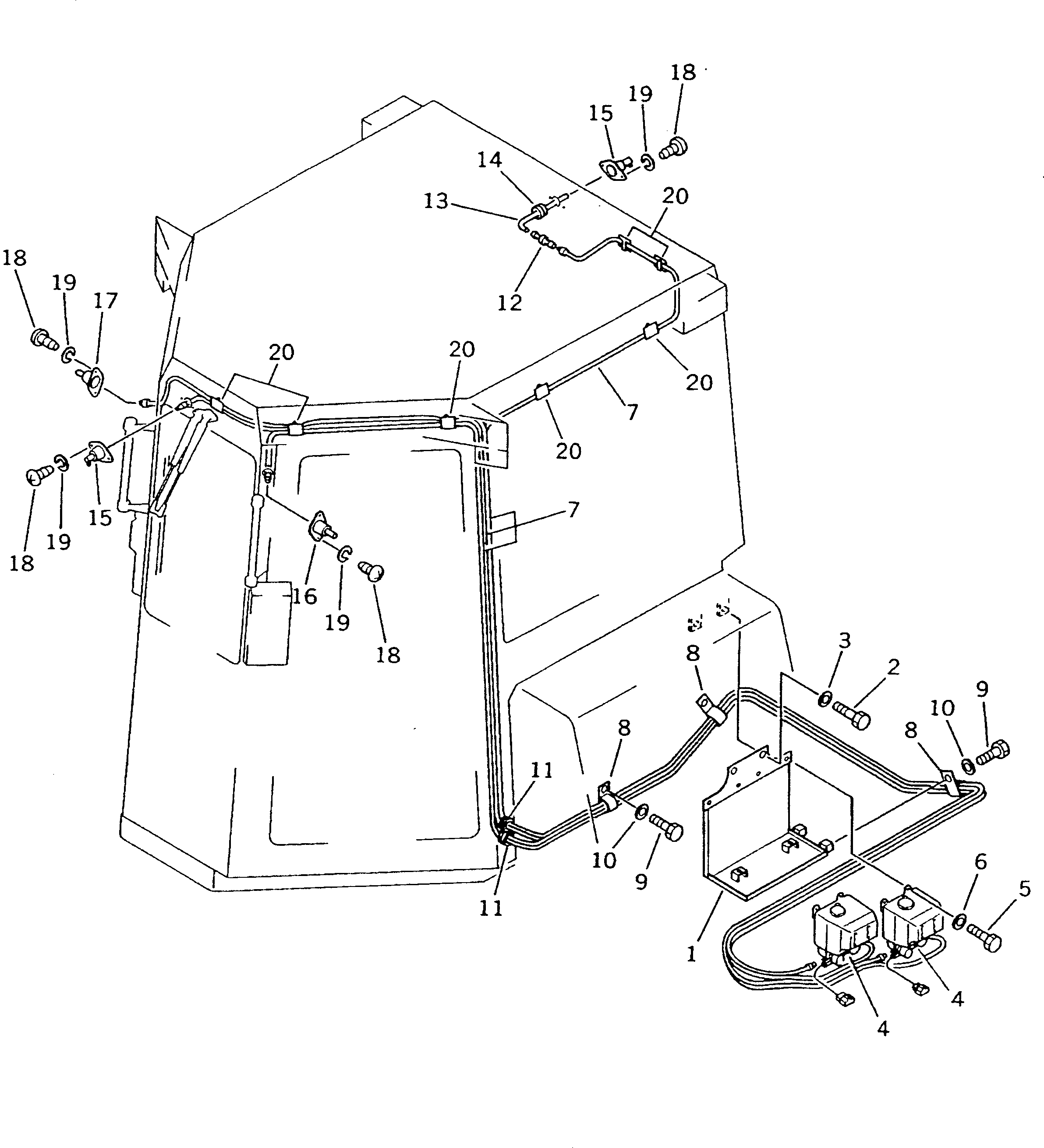200. STEEL CAB (WINDOW WASHER) (9/9) [5509] - Komatsu part D135A-1 S/N 10001-UP [d135a-1c]