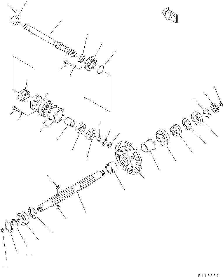 180. INPUT SHAFT AND BEVEL GEAR (FOR TOWING WINCH) [7705] - Komatsu part D135A-1 S/N 10001-UP [d135a-1c]