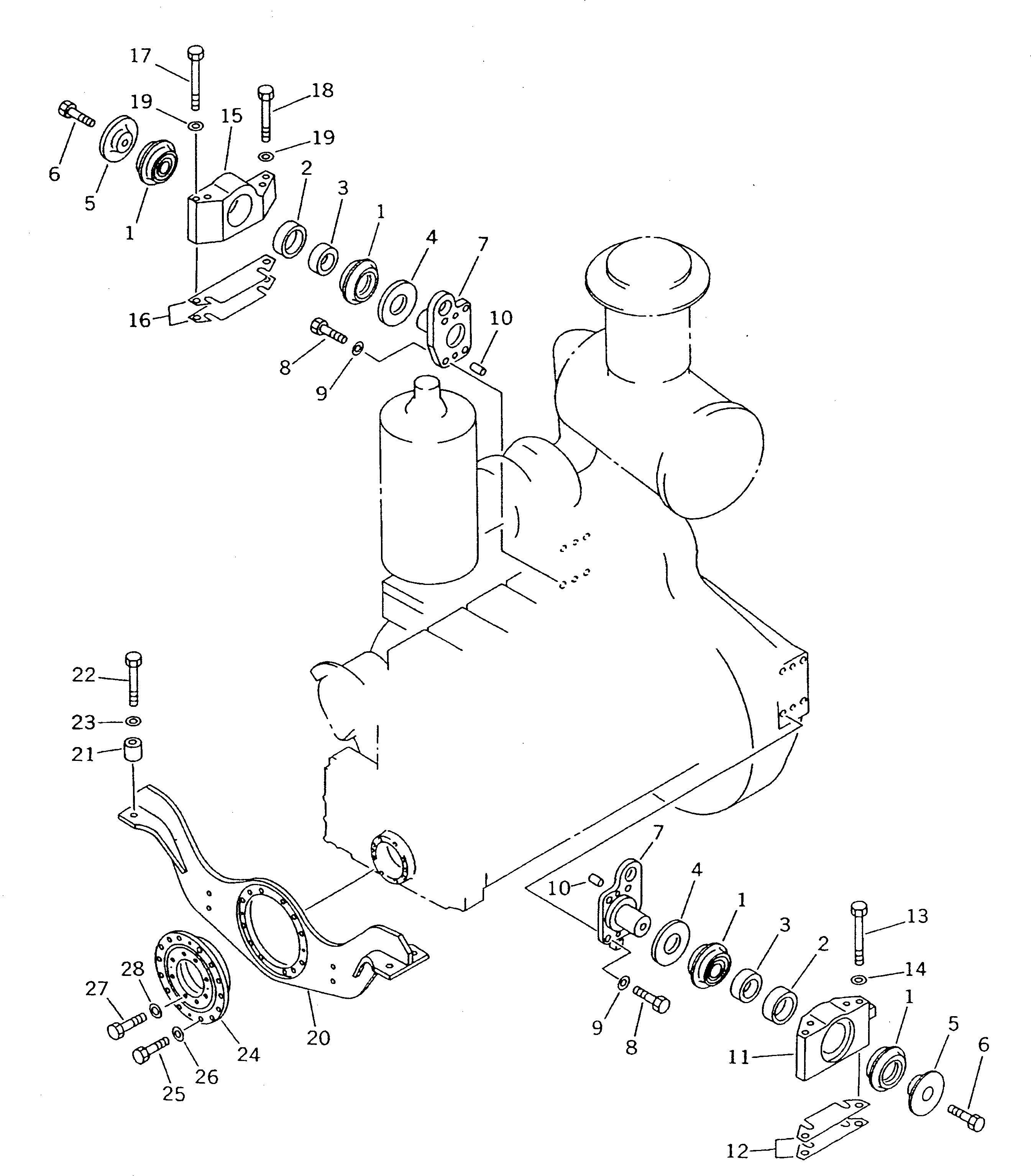 10. ENGINE MOUNT [1001] - Komatsu part D135A-2 S/N 10301-UP [d135a-2c]