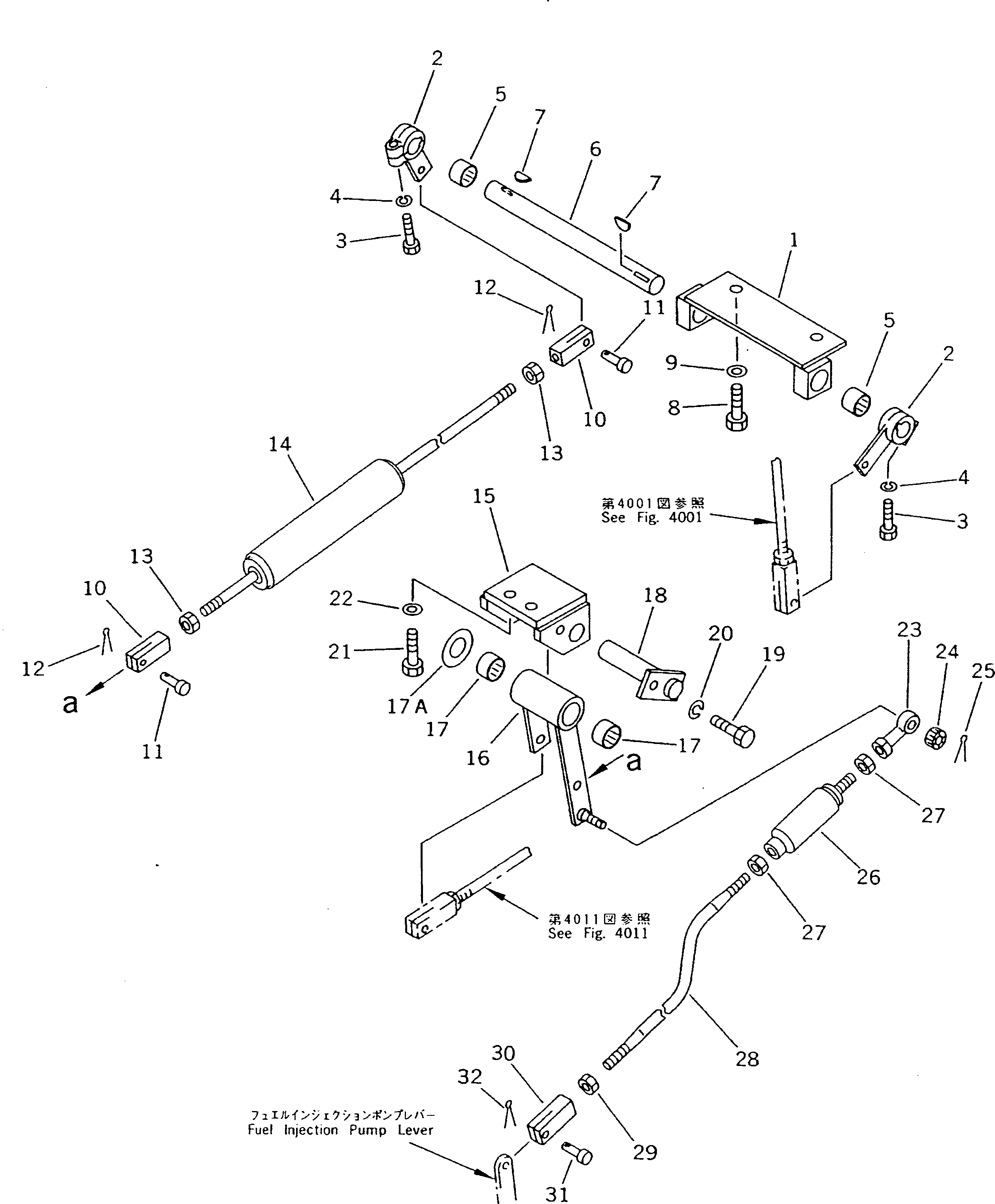 20. FUEL CONTROL LINKAGE [4003] - Komatsu part D135A-2 S/N 10301-UP [d135a-2c]
