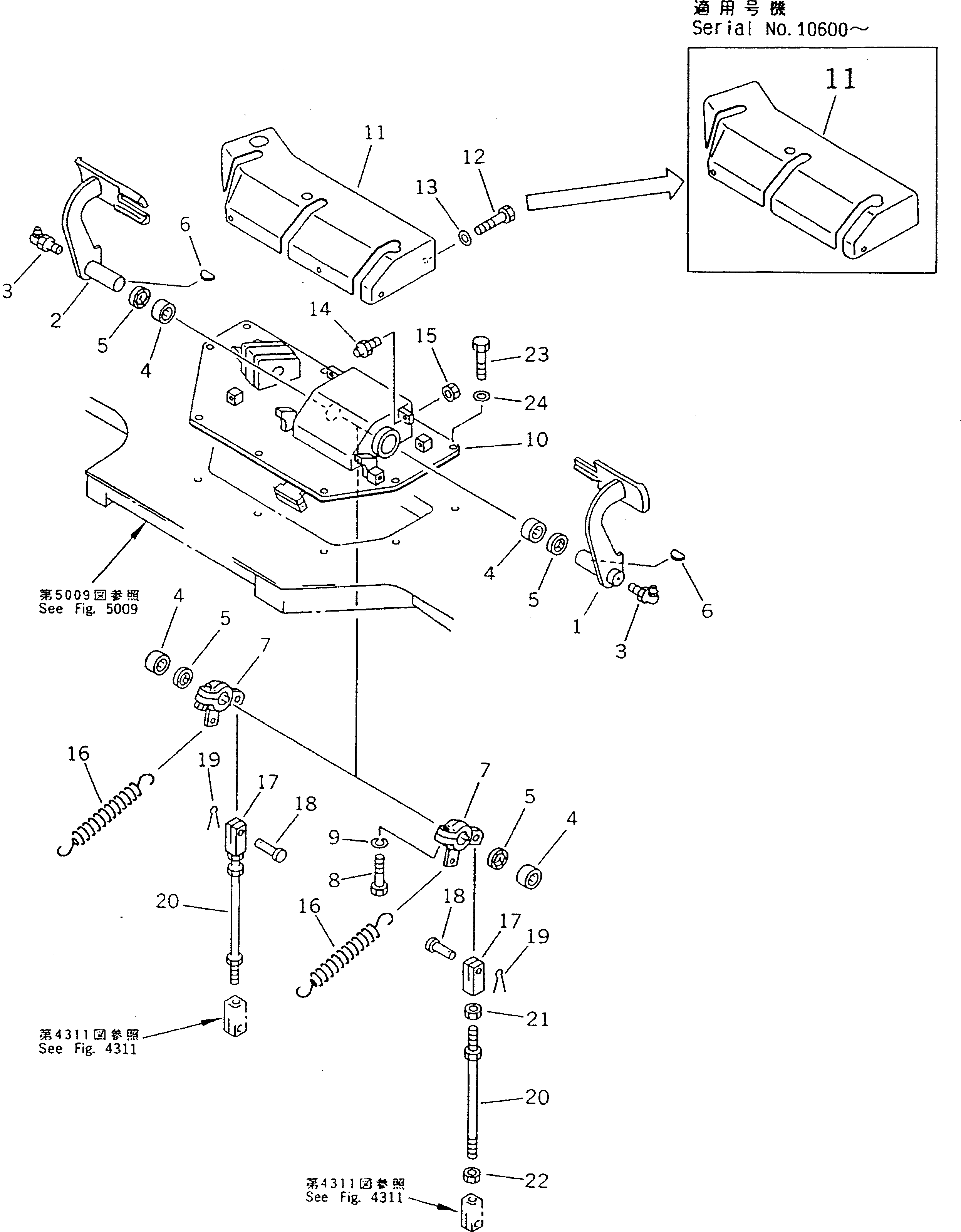 110. BRAKE PEDAL [4321] - Komatsu part D135A-2 S/N 10301-UP [d135a-2c]