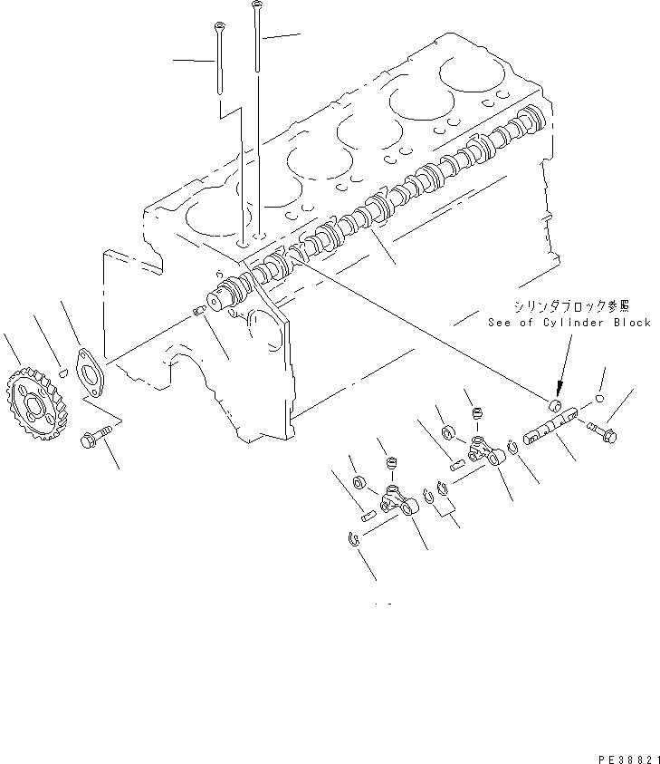 440. CAMSHAFT AND CAMFOLLOWER(#12585-19730) [A2410-B4A1] - Komatsu part D135A-2 S/N 10301-UP [d135a-2c]