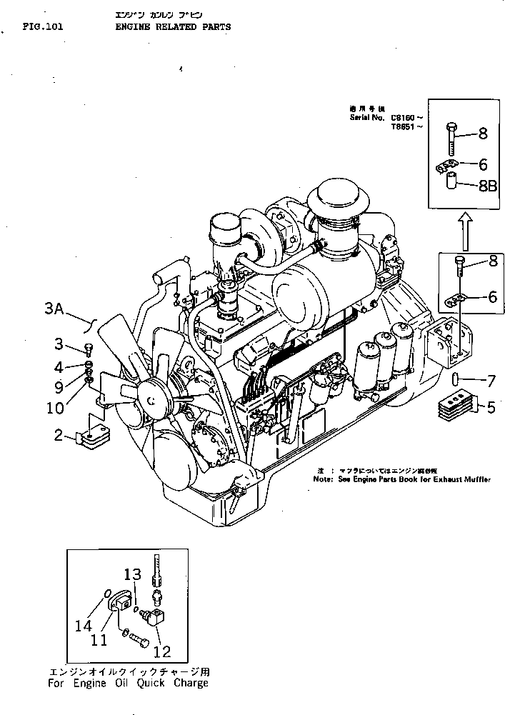 10. ENGINE RELATED PARTS [101] - Komatsu part D150A-1 S/N 5508-UP [d150a-1c]