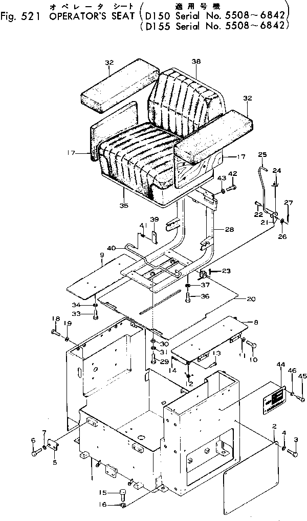 330. OPERATOR'S SEAT(#5508-6842) [521] - Komatsu part D150A-1 S/N 5508-UP [d150a-1c]