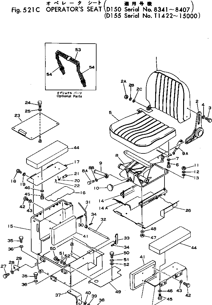 360. OPERATOR'S SEAT(#8341-8407) [521C] - Komatsu part D150A-1 S/N 5508-UP [d150a-1c]