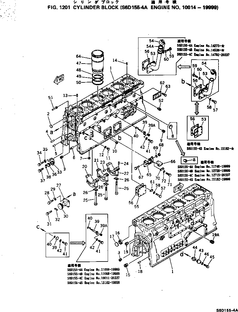 10. CYLINDER BLOCK(#10014-19999) [1201] - Komatsu part D150A-1 S/N 5508-UP [d150a-1c]