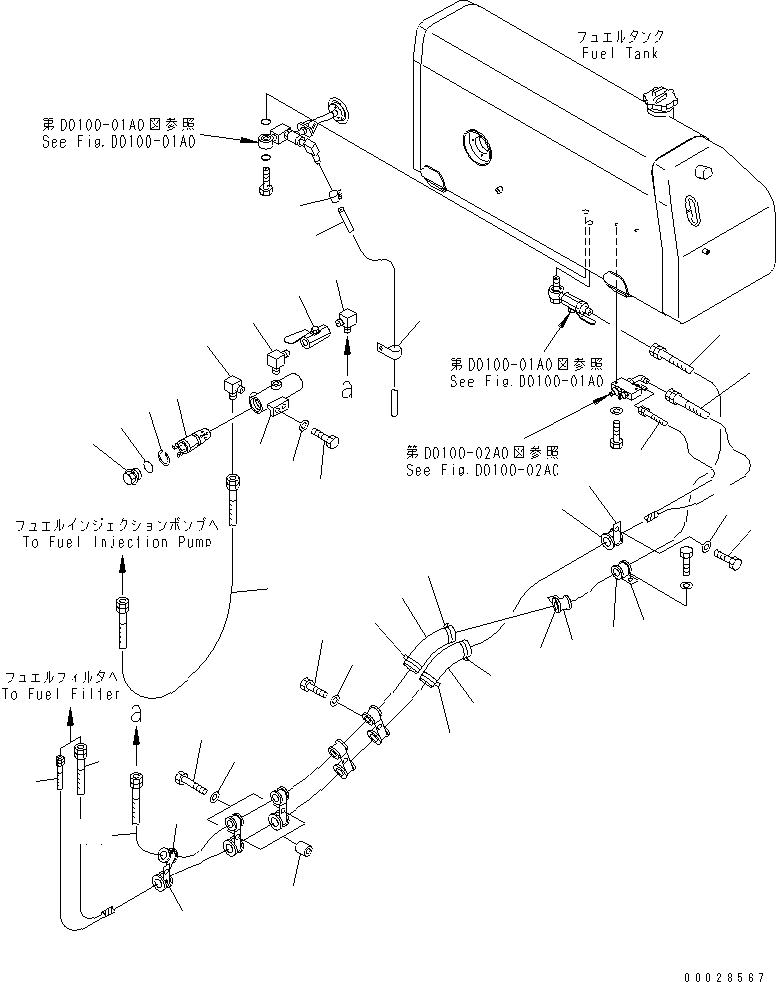 60. FUEL PIPING [D0200-01A0] - Komatsu part D155A-2A S/N 57001-UP (SA6D140E-2 (Emission) Eng. Installed) [d155a-0c]