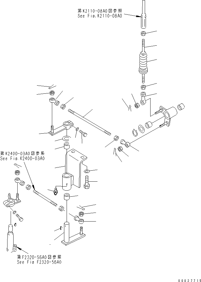 590. TRANSMISSION CONTROL LINKAGE [K2110-11A0] - Komatsu part D155A-2A S/N 57001-UP (SA6D140E-2 (Emission) Eng. Installed) [d155a-0c]