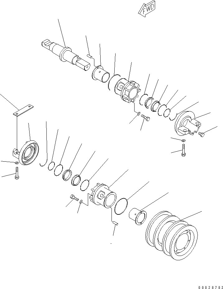 280. TRACK ROLLER (DOUBLE) (L.H.) [R2100-06A0] - Komatsu part D155A-2A S/N 57001-UP (SA6D140E-2 (Emission) Eng. Installed) [d155a-0c]