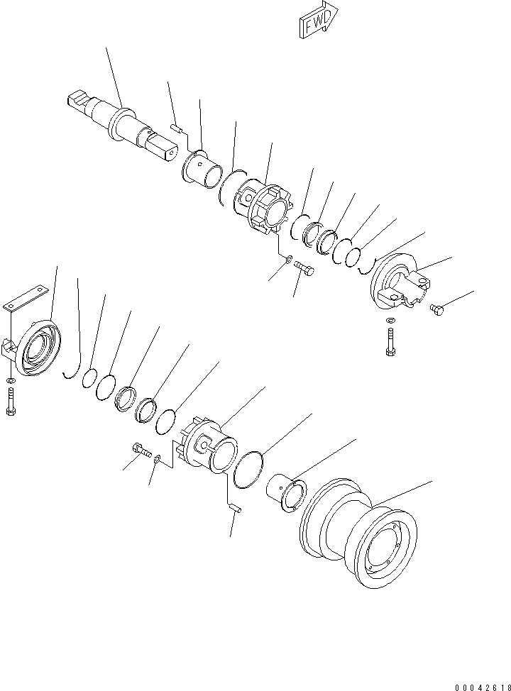 460. TRACK ROLLER (SINGLE) (R.H.) (FOR SLAG HANDLING) (FOR KOUNOIKE) [R2100-14A3] - Komatsu part D155A-2A S/N 57001-UP (SA6D140E-2 (Emission) Eng. Installed) [d155a-0c]