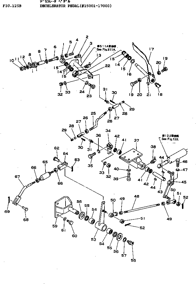 190. DECELERATOR PEDAL(#15001-17000) [125B] - Komatsu part D155A-1 S/N 5508-UP [d155a-1c]