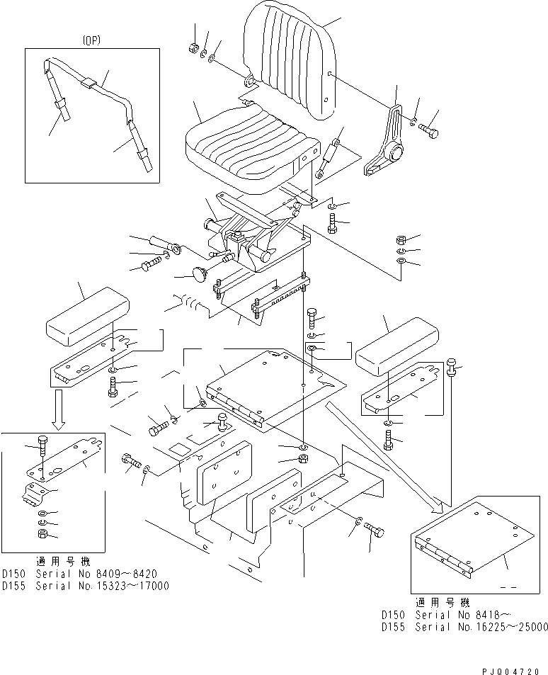 700. OPERATOR'S SEAT(#15001-25000) [521D] - Komatsu part D155A-1 S/N 5508-UP [d155a-1c]