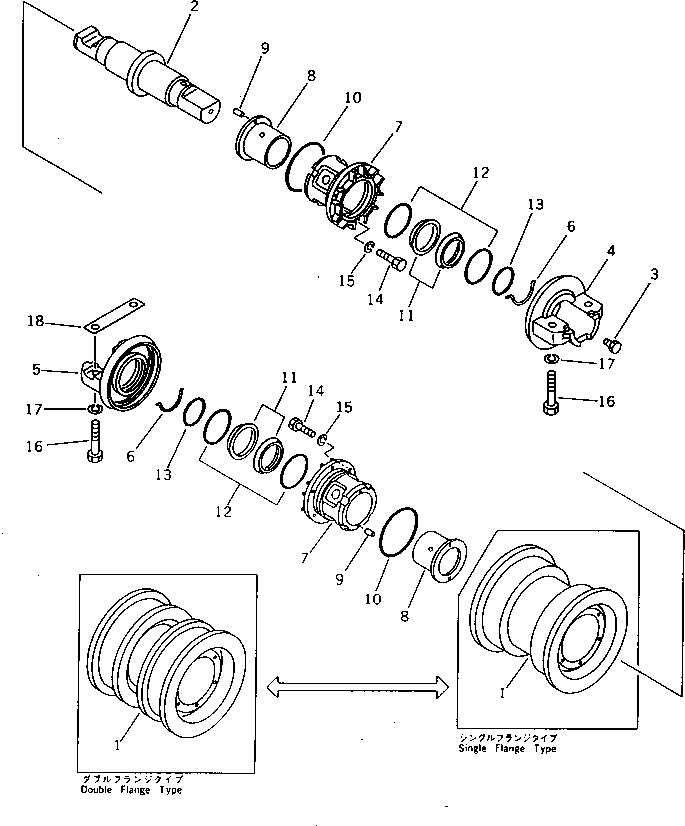 70. TRACK ROLLER [3201] - Komatsu part D155A-2 S/N 50001-UP (S6D155-4 Eng. Installed) [d155a-2c]