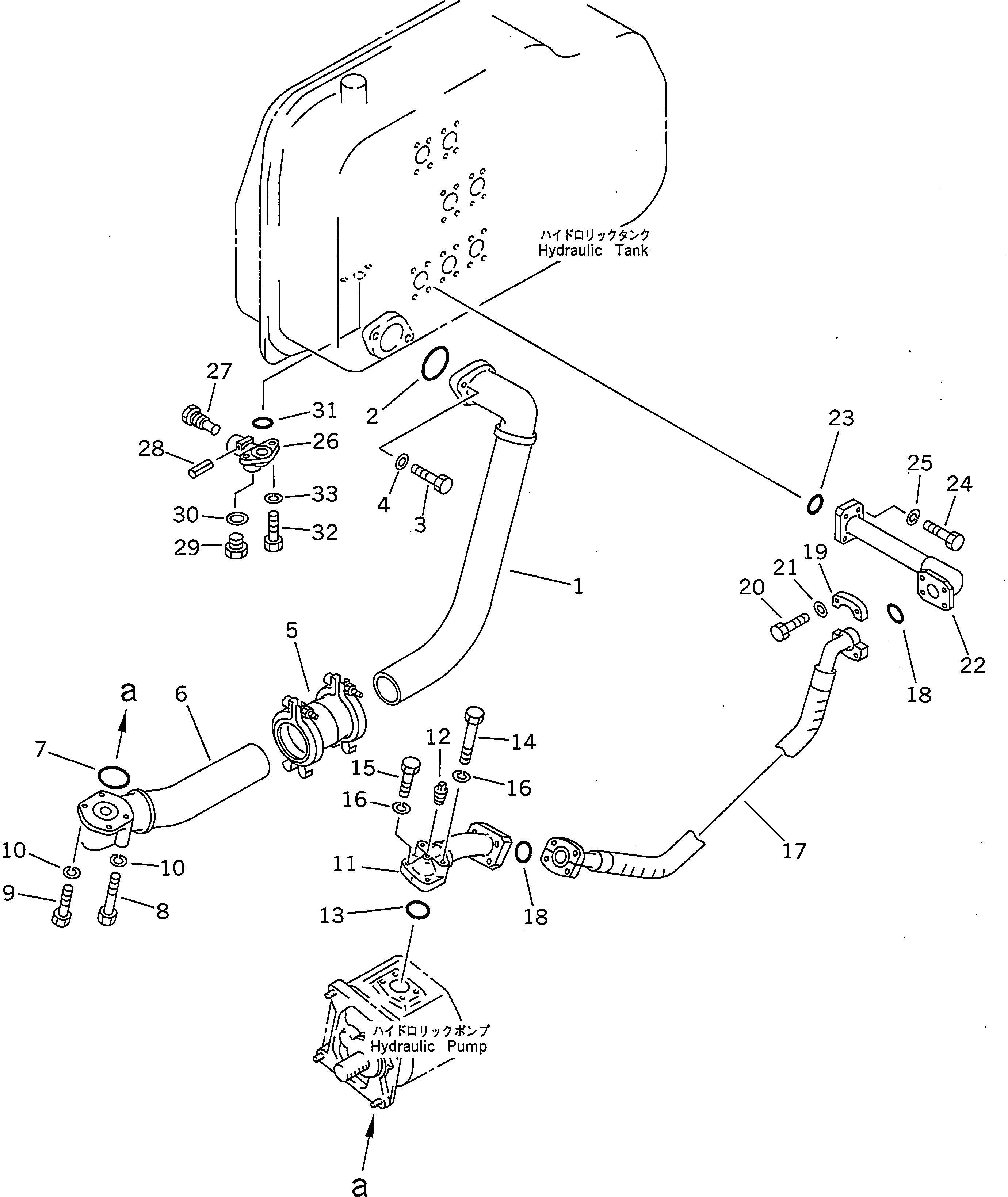 140. HYDRAULIC PIPING (TANK TO PUMP) [6501] - Komatsu part D155A-2 S/N 50001-UP (S6D155-4 Eng. Installed) [d155a-2c]
