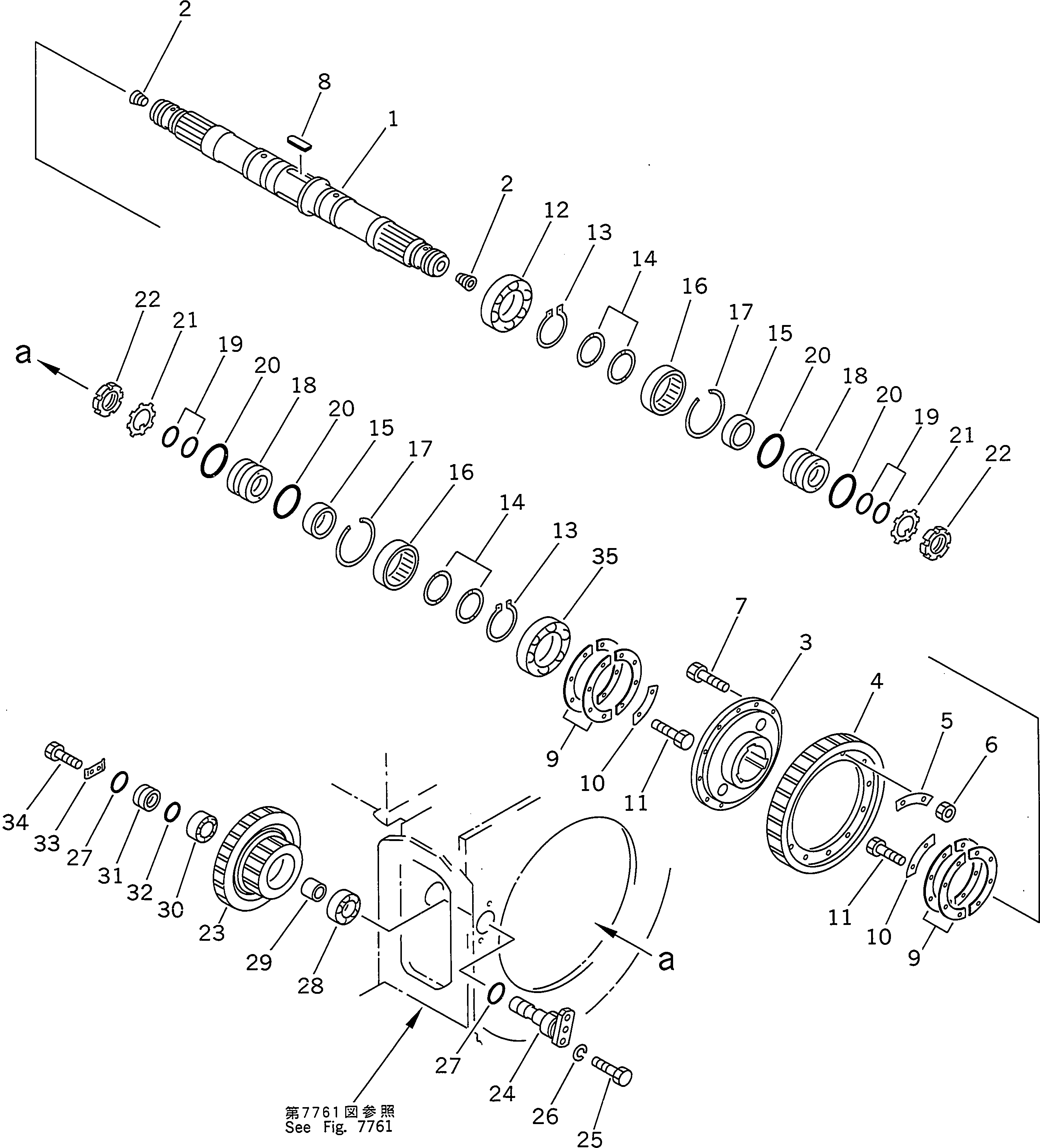 490. MAIN SHAFT (FOR REAR P.C.U.) [7755] - Komatsu part D155A-2 S/N 50001-UP (S6D155-4 Eng. Installed) [d155a-2c]