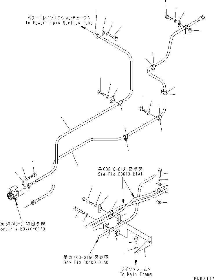 160. SCRAPER SUB PUMP PIPING [H2280-01A0] - Komatsu part D155A-3 S/N 60001-UP [d155a-3c]