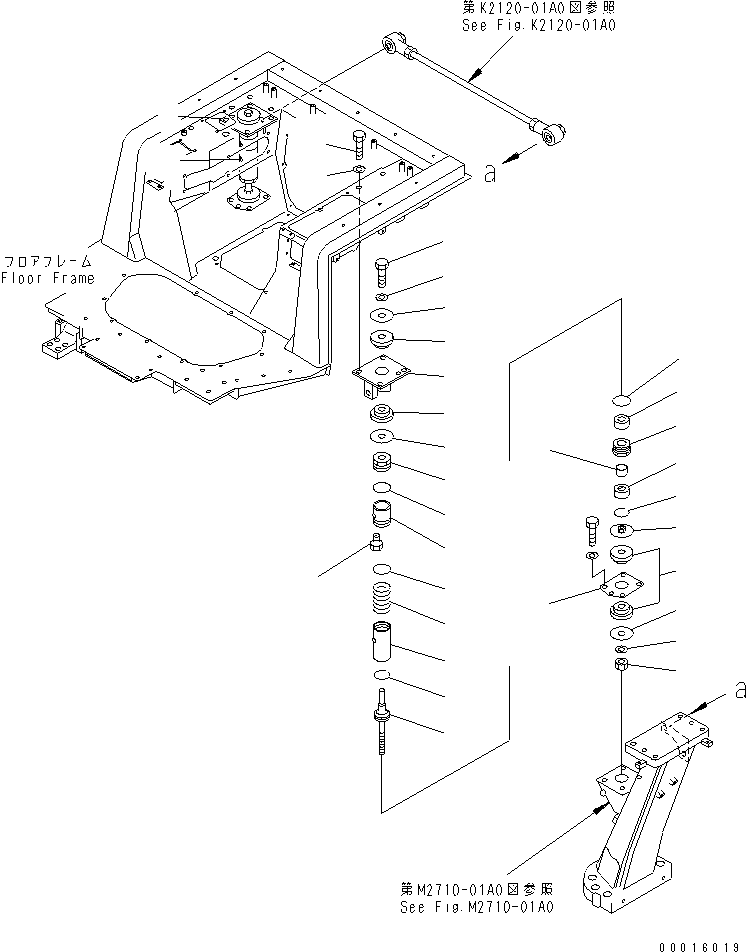 720. REAR FLOOR MOUNT (WITH SUSPENSION) [K2120-01A3] - Komatsu part D155A-3 S/N 60001-UP [d155a-3c]