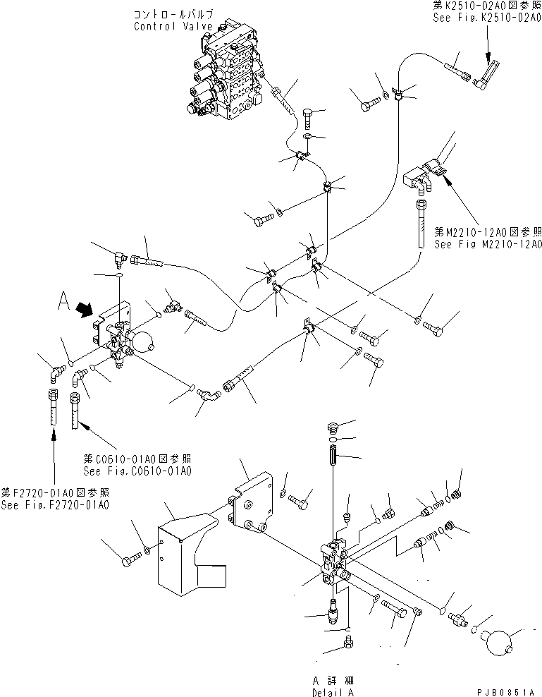 640. P.P.C. VALVE LINE [M2210-11A0] - Komatsu part D155A-3 S/N 60001-UP [d155a-3c]