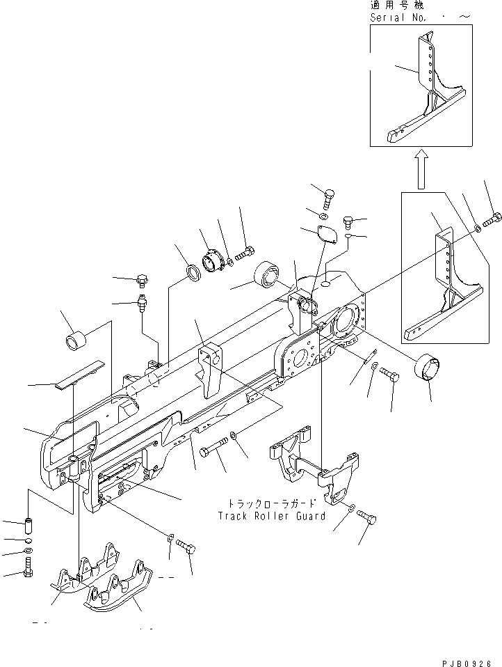 180. TRACK FRAME (L.H.) [R2100-01A0] - Komatsu part D155A-3 S/N 60001-UP [d155a-3c]