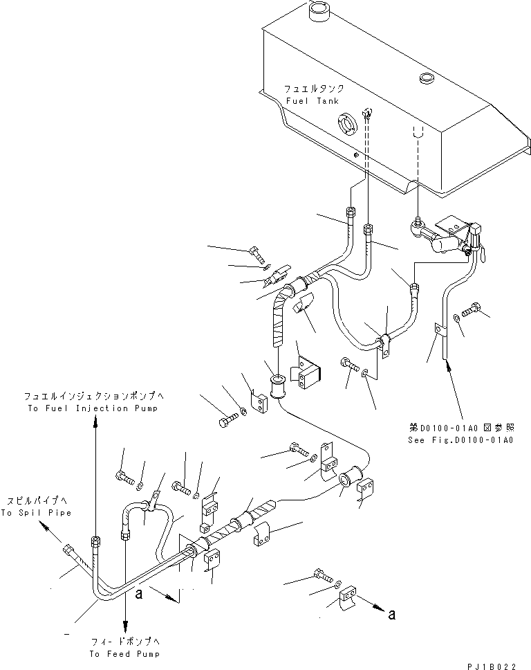 60. FUEL PIPING [D0200-01A0] - Komatsu part D155A-5 S/N 65001-UP [d155a-5c]