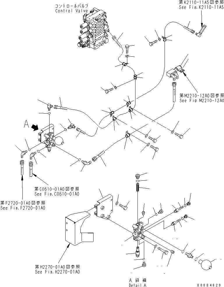 1130. P.P.C. VALVE PIPING [M2210-11A0] - Komatsu part D155A-5 S/N 65001-UP [d155a-5c]