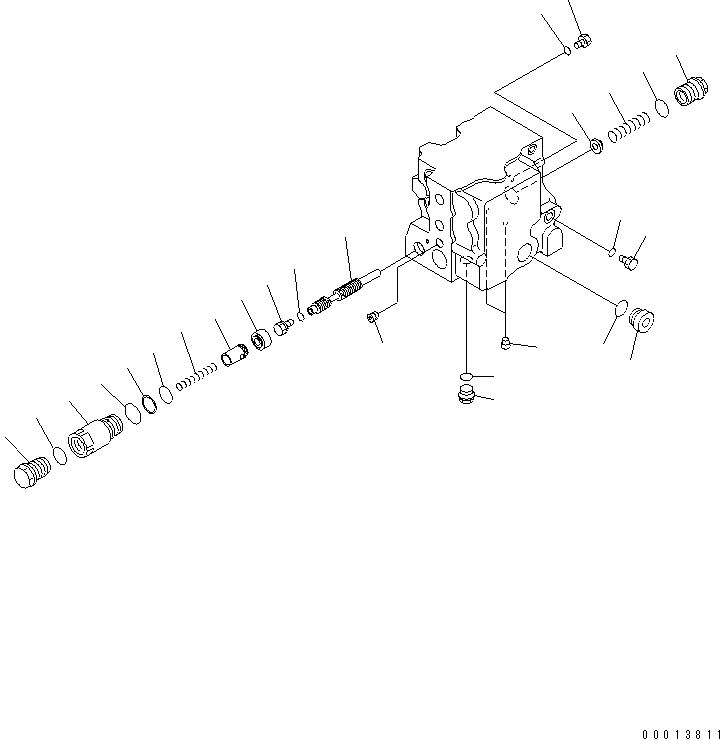 190. CONTROL VALVE (4-SPOOL) (2/9) [Y1664-02A0] - Komatsu part D155A-5 S/N 65001-UP [d155a-5c]