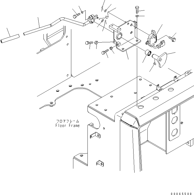 610. FLOOR FRAME (PARKING BRAKE LEVER) (WITH CAB)(#85001-) [K2110-04A1] - Komatsu part D155A-6 S/N 85001-85076 [d155a-6c]