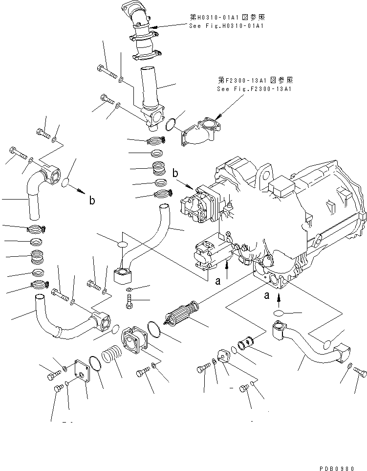 90. POWER LINE SUCTION [F2300-08A1] - Komatsu part D155AX-3 S/N 60001-UP [d155ax0c]