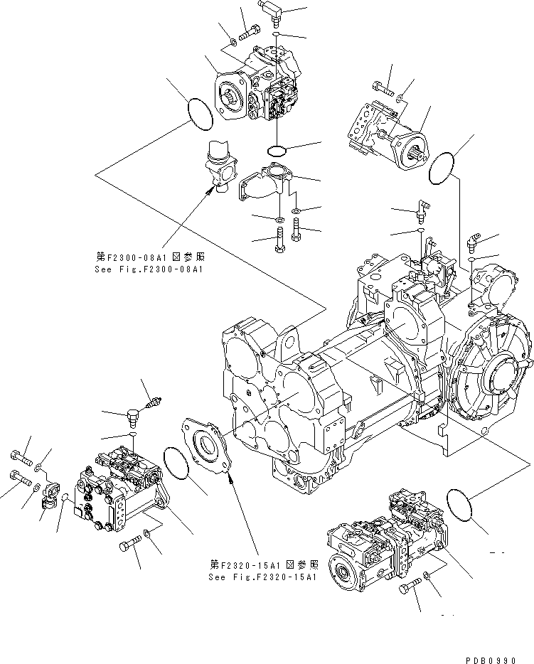 140. PUMP AND MOTOR [F2300-13A1] - Komatsu part D155AX-3 S/N 60001-UP [d155ax0c]