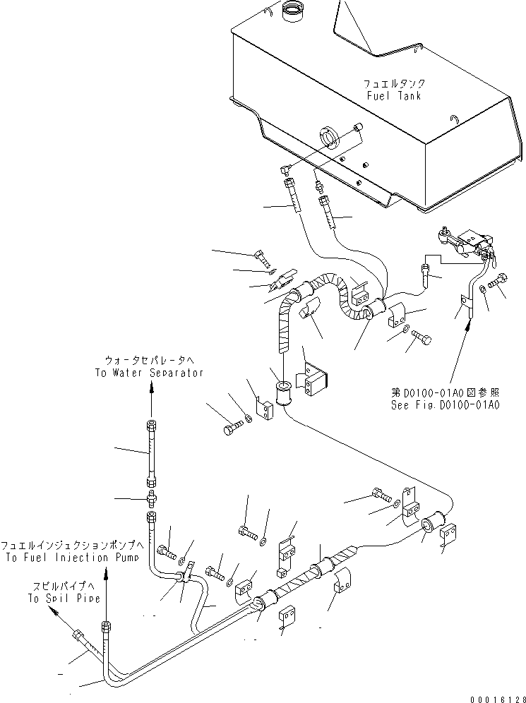 120. FUEL LINE (WITH WATER SEPARATOR) [D0200-01A1] - Komatsu part D155AX-5 S/N 70001-UP [d155ax2c]