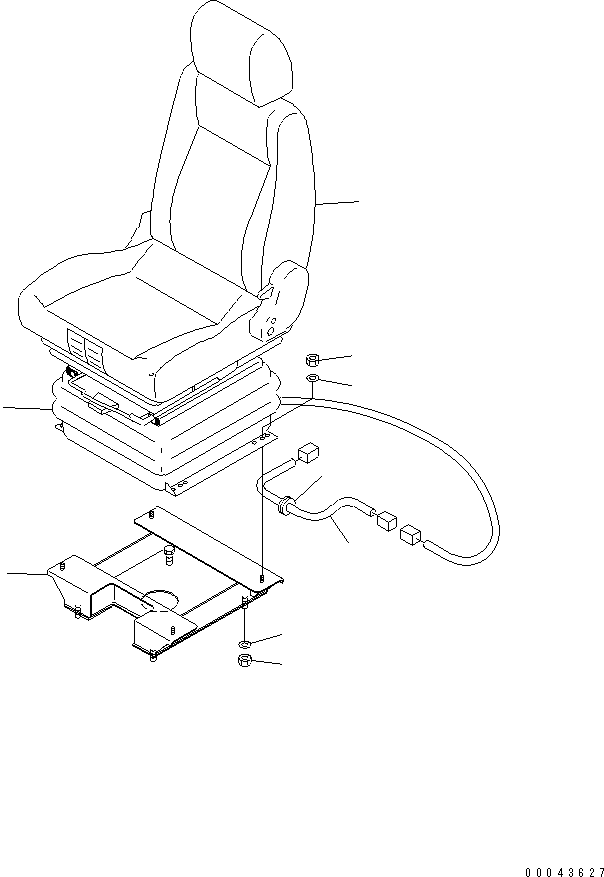 60. OPERATOR'S SEAT (AIR SUSPENSION TYPE) (FABRIC SEAT) (TILT)(#80001-) [K0110-01A5] - Komatsu part D155AX-6 S/N 80001-81027 (ecot3) [d155ax3c]