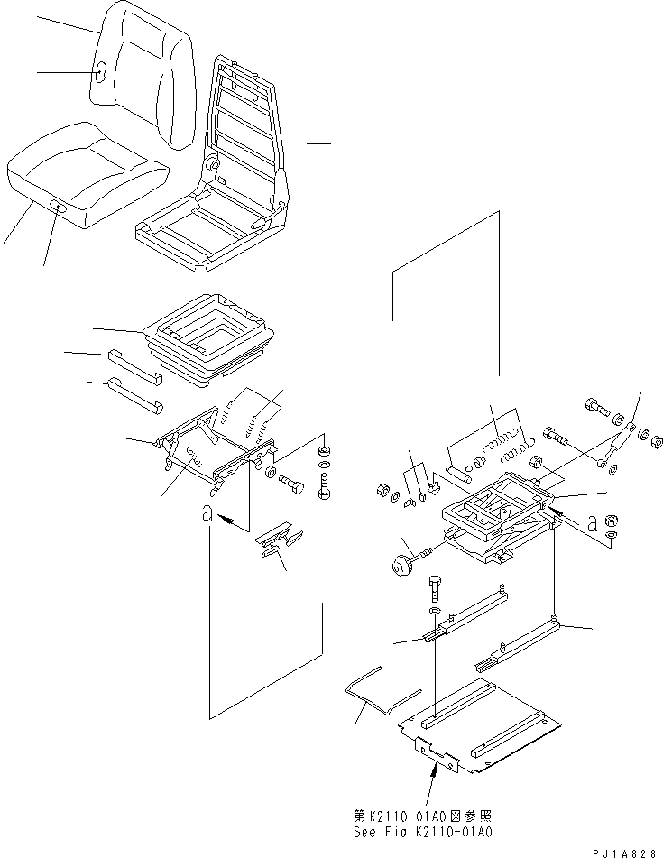 20. OPERATOR'S SEAT ASSEMBLY [K0110-02A0] - Komatsu part D155C-1D S/N 31416-UP (S6D155-4 Eng. Installed (-50cent. Spec.)) [d155c-2c]