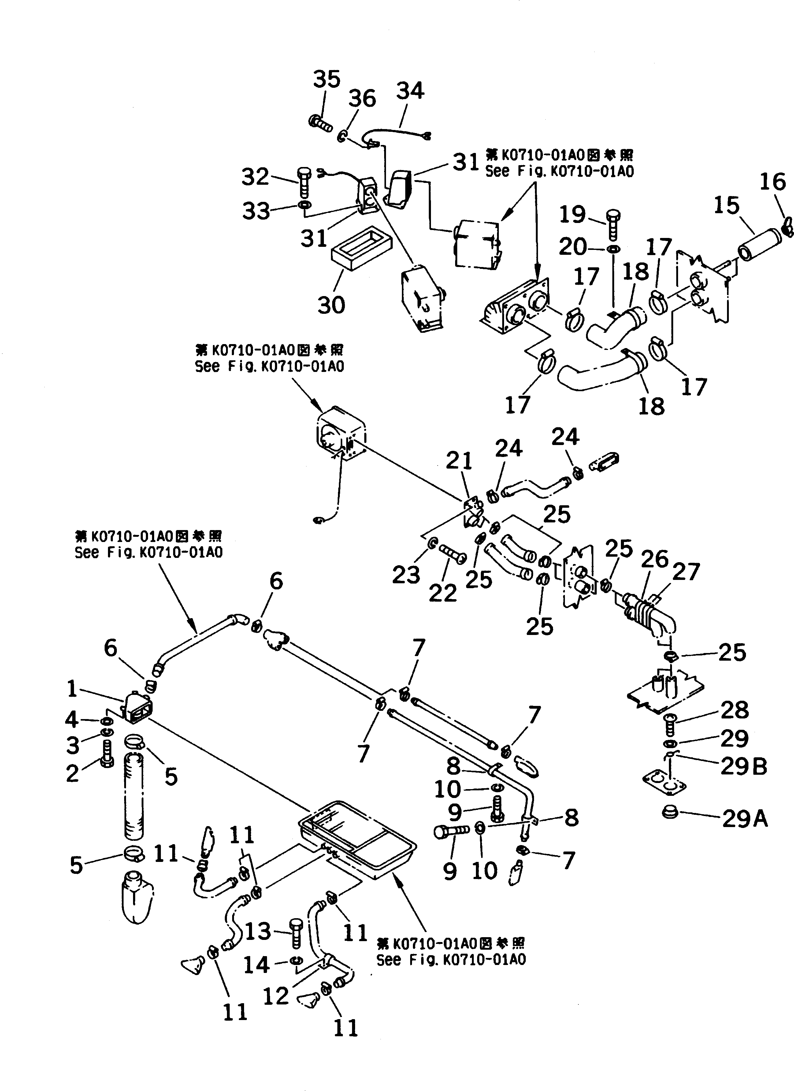 140. DUCT RELATED PARTS [K0710-02A0] - Komatsu part D155C-1D S/N 31416-UP (S6D155-4 Eng. Installed (-50cent. Spec.)) [d155c-2c]