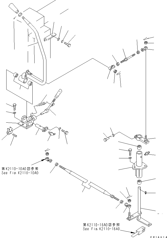 370. BOOM CONTROL LEVER [K2110-13A0] - Komatsu part D155C-1D S/N 31416-UP (S6D155-4 Eng. Installed (-50cent. Spec.)) [d155c-2c]