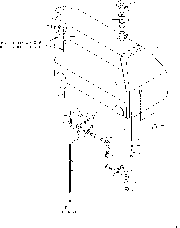10. FUEL TANK (FOR 140 ENGINE)(#31586-) [D0100-01A1] - Komatsu part D155C-1 S/N 15686-UP (SA6D140-2 Eng. Installed) [d155c-3c]