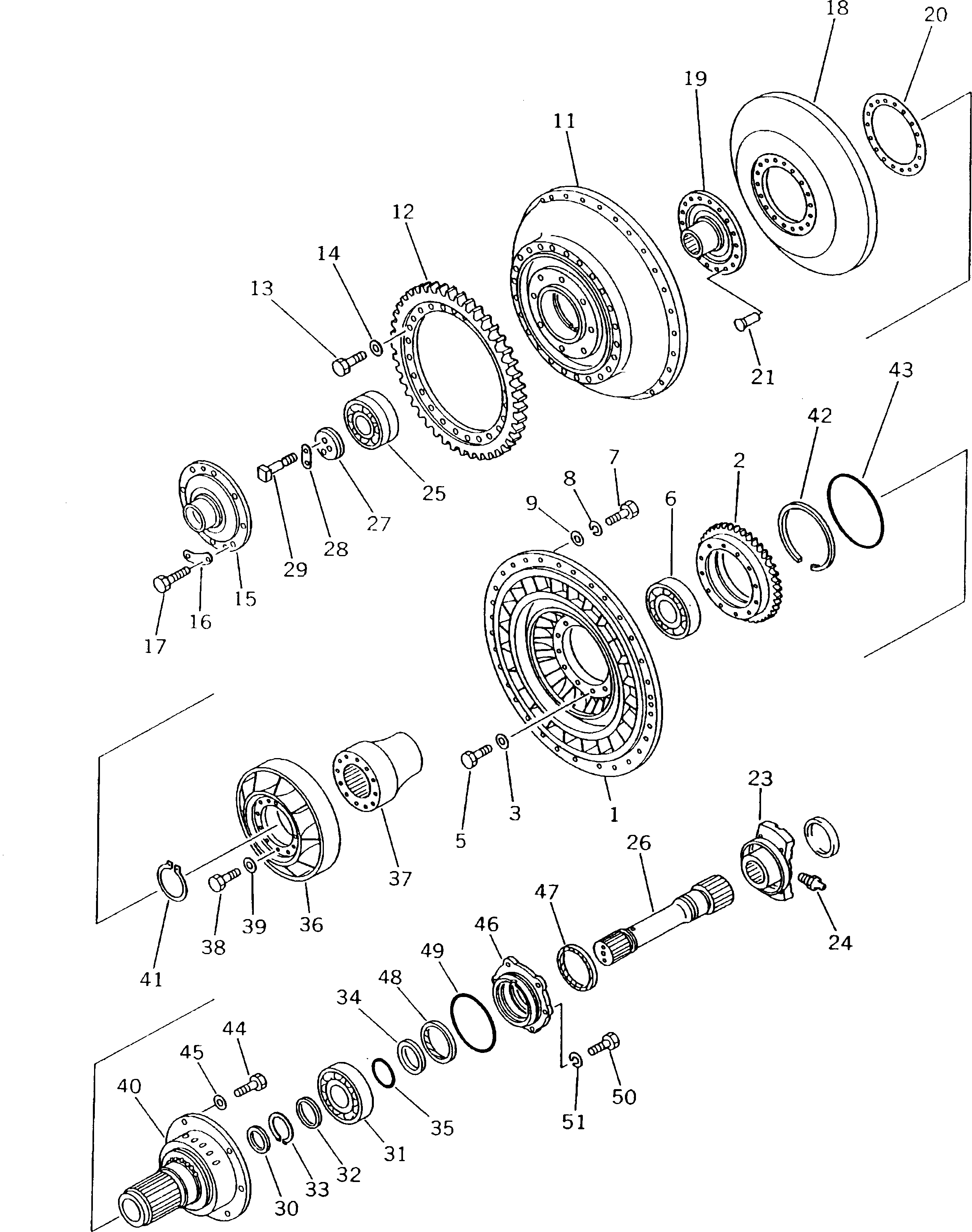 200. TURBINE SHAFT AND STATOR(#15686-31302) [F2310-72A1] - Komatsu part D155C-1 S/N 15686-UP (SA6D140-2 Eng. Installed) [d155c-3c]