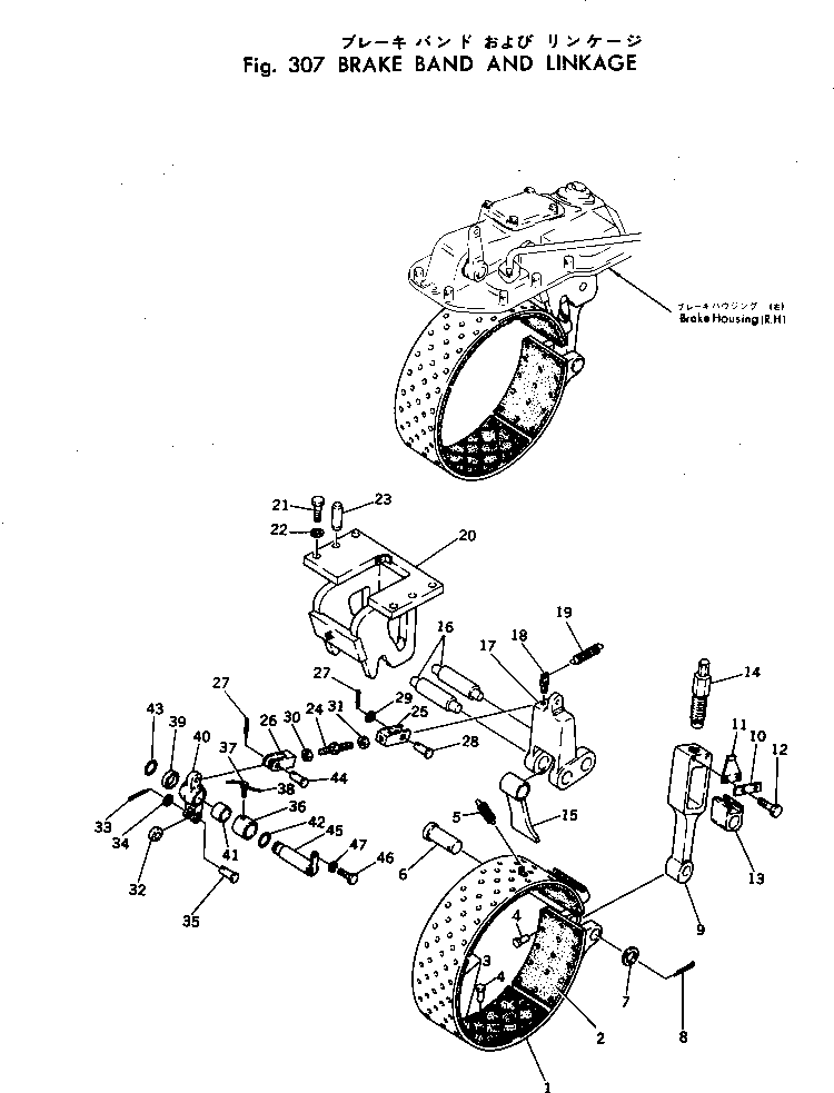 50. BRAKE BAND AND LINKAGE [307] - Komatsu part D155W-1 S/N 12128-UP [d155w-1c]