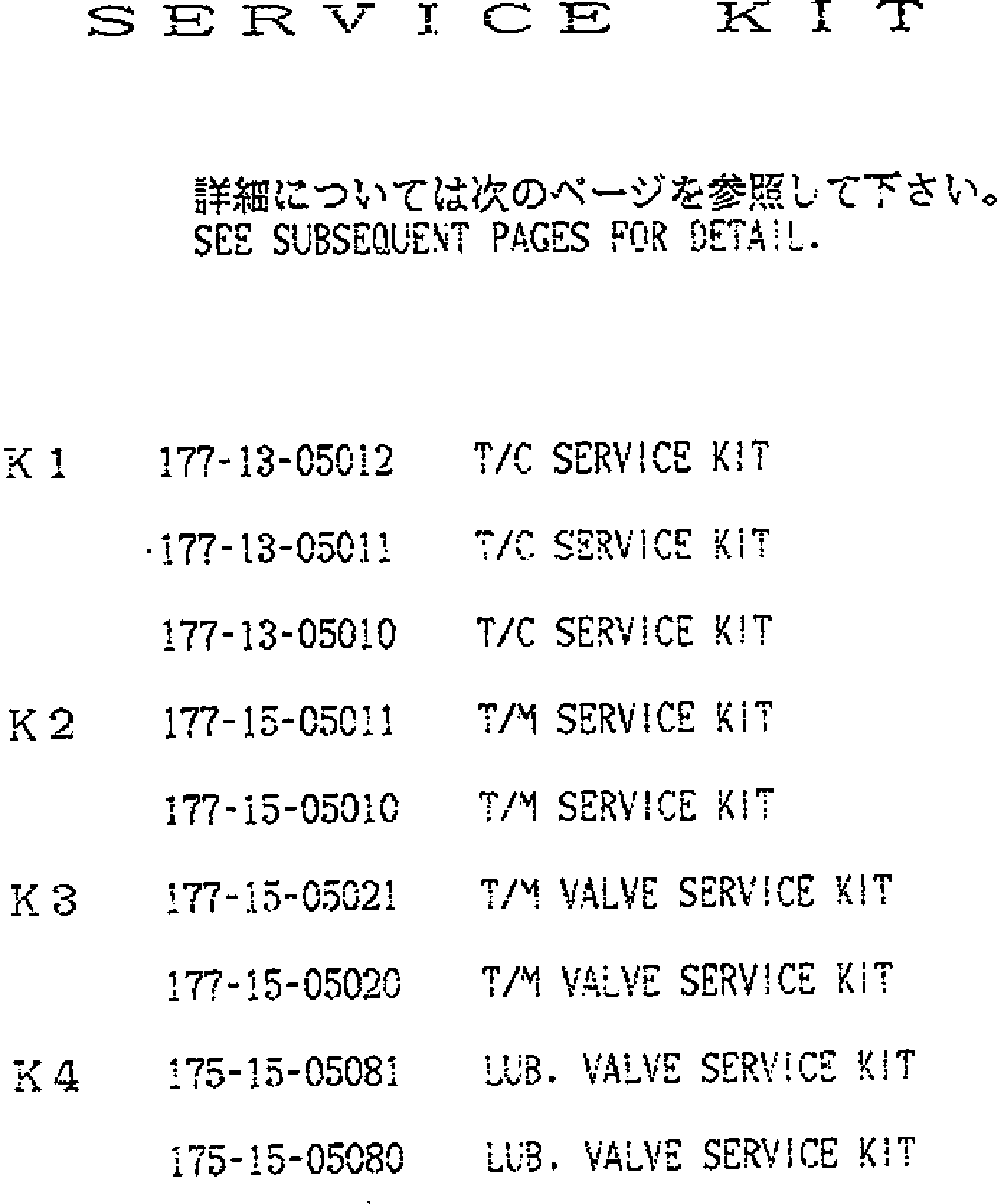 60. SERVICE KIT [999] - Komatsu part D155W-1 S/N 12128-UP [d155w-1c]