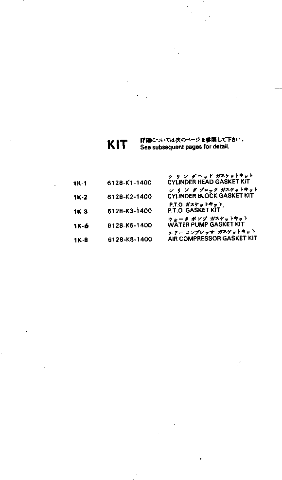 10. GASKET KIT [991] - Komatsu part D155W-1 S/N 12128-UP [d155w-1c]