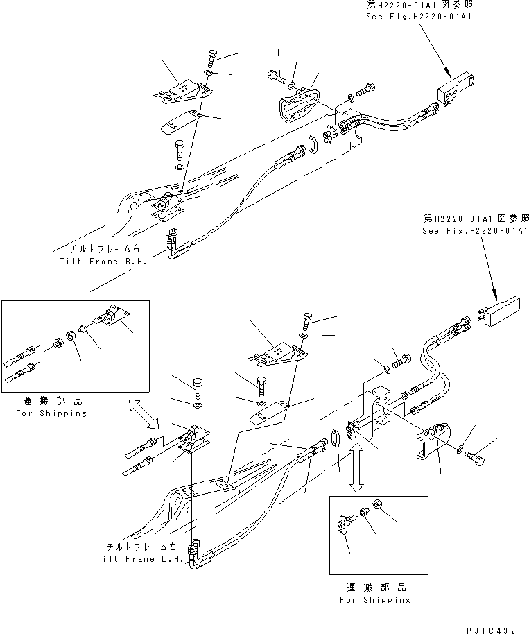 40. BLADE TILT PIPING (FOR PITCH DOZER) [T2110-03A0] - Komatsu part D275A-2 S/N 10001-UP [d275a-2c]