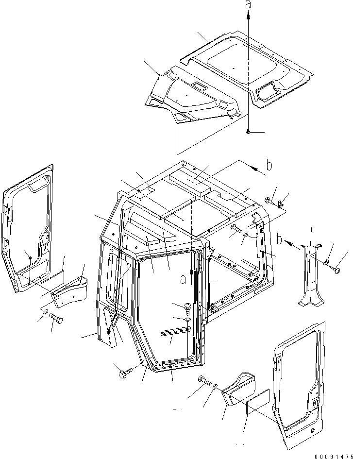 D275A-3C 00091475 AB (ROOF LINING AND GARNISH) (WITHOUT RADIO)(#26018-)