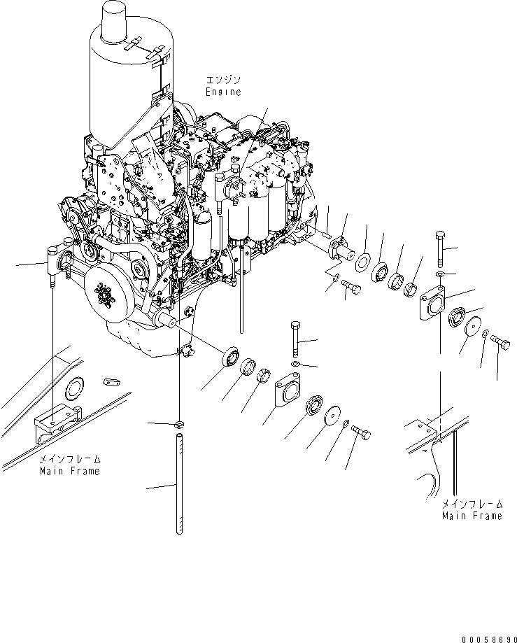 10. ENGINE MOUNT(#35001-) [B0100-01C0] - Komatsu part D275A-5R S/N 35001-35020 (W/O EGR) [d275a-4c]