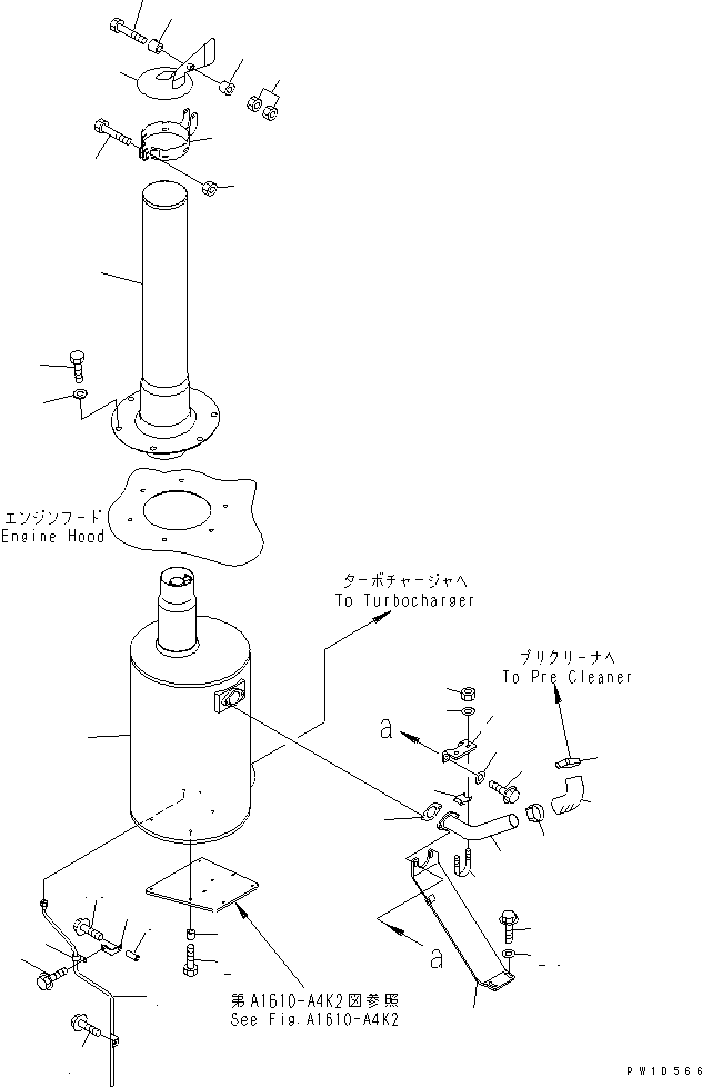 20. MUFFLER AND DRAIN TUBE [B0300-01A0] - Komatsu part D275A-5 S/N 25001-UP [d275a-5c]