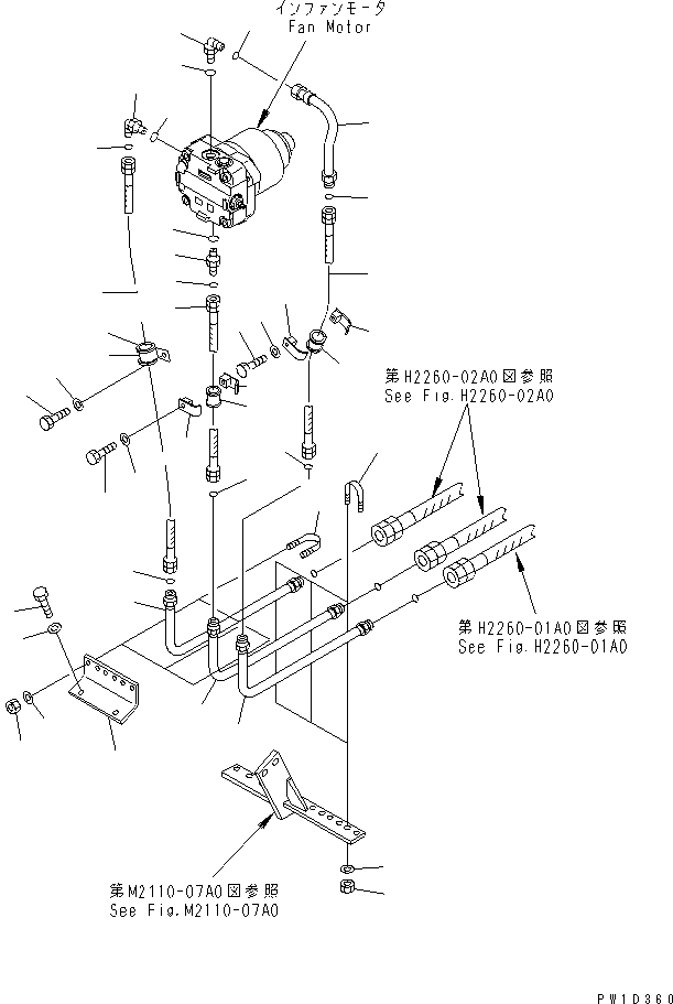 120. FAN MOTOR PIPING [M2110-08A0] - Komatsu part D275A-5 S/N 25001-UP [d275a-5c]