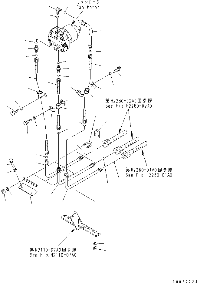 130. FAN MOTOR PIPING (FOR HEAVY TYPE) [M2110-08A5] - Komatsu part D275A-5 S/N 25001-UP [d275a-5c]