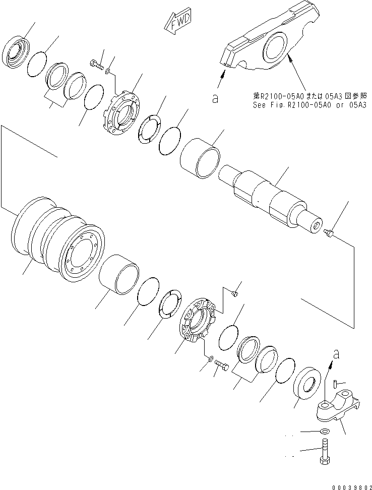 130. TRACK ROLLER (DOUBLE) (L.H.) [R2100-06A0] - Komatsu part D275A-5 S/N 25001-UP [d275a-5c]