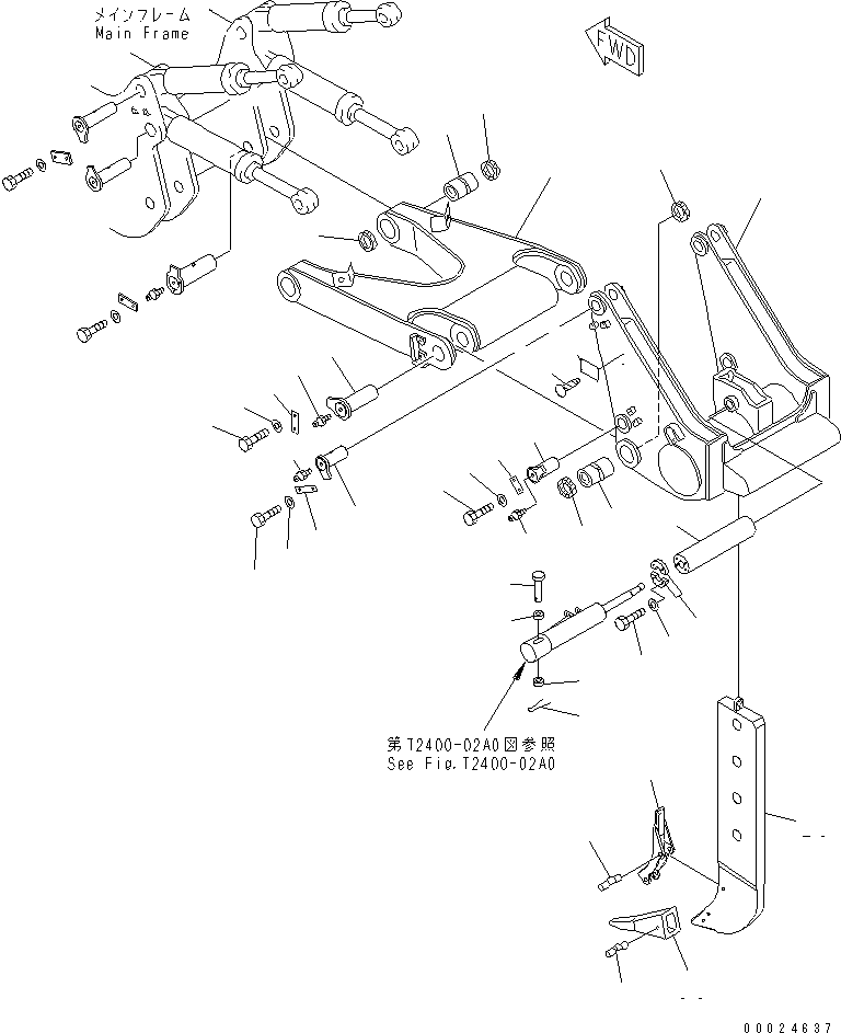 D275A-5C 00024637 IPPER BEAM AND ARM (FOR GIANT RIPPER) (WITH PUSHER BLOCK) (RAINFORCED TYPE)